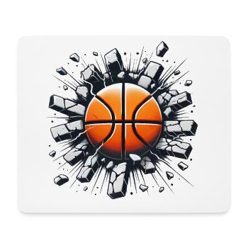 Le basket-ball s’écrase à travers la conception des murs - Tapis de souris (format paysage) - blanc - Devant