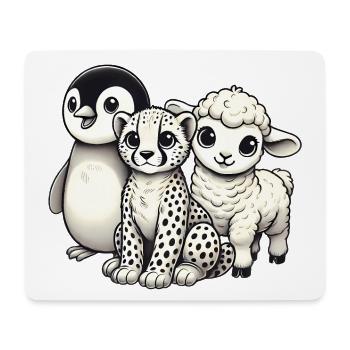 Adorable Baby Animals Cartoon Trio - Mouse Pad (horizontal) - white - Front