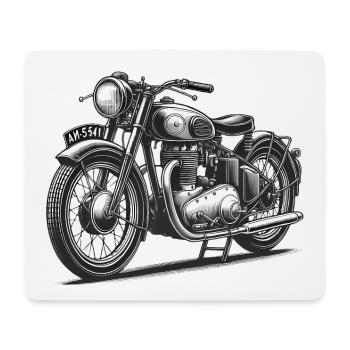 Vintage Motorcycle Line Art Design - Mouse Pad (horizontal) - white - Front