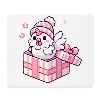Merry Rooster in Winter Hat Gift Box - Mouse Pad (horizontal) - white - Front