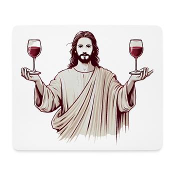 Sip of Spirit Jesus with Wine Glasses - Mouse Pad (horizontal) - white - Front