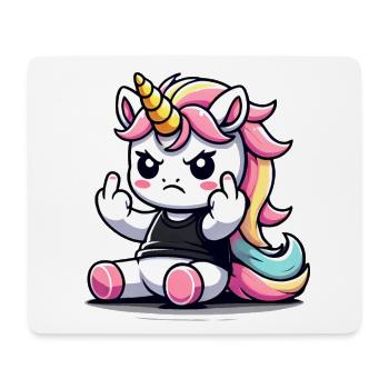 Rebellious Unicorn Flipping Off - Mouse Pad (horizontal) - white - Front
