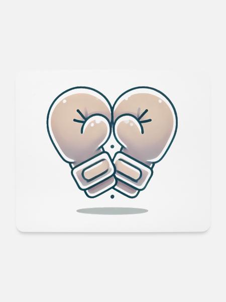 Herzförmiges Boxhandschuhdesign - Mousepad (Querformat) - Weiß