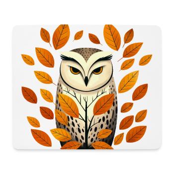 Owl and autumn leaves - Mouse Pad (horizontal) - white - Front