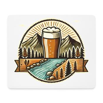 Bergbier-Abenteuer-Abzeichen-Design - Mousepad (Querformat) - Weiß - Vorne