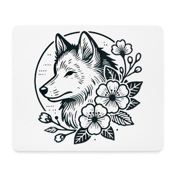 Wolf und florale Fusion Illustration - Mousepad (Querformat) - Weiß - Vorne