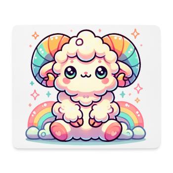 Coloré Mignon Bélier Dessin Animé Illustration - Tapis de souris (format paysage) - blanc - Devant