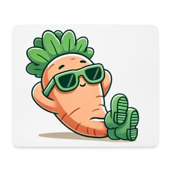 Coole entspannende Karotte mit Sonnenbrille - Mousepad (Querformat) - Weiß - Vorne
