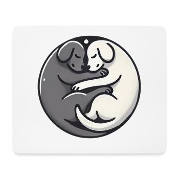 YinYang Sleeping Dogs Design - Tapis de souris (format paysage) - blanc - Devant