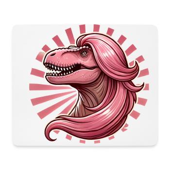 Rosahaarige Diva TRex Illustration - Mousepad (Querformat) - Weiß - Vorne