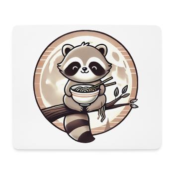 Waschbär Ramen Mondschein Genuss - Mousepad (Querformat) - Weiß - Vorne