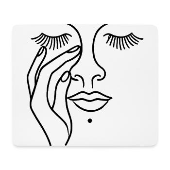 Minimalistische Gesichtslinie Kunst mit Hand - Mousepad (Querformat) - Weiß - Vorne
