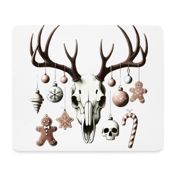 Crâne festif avec ornements de Noël - Tapis de souris (format paysage) - blanc - Devant