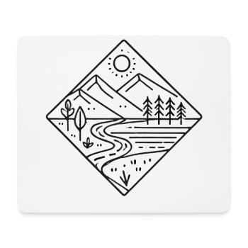 Minimalistische Natur Berglinie Kunst Abzeichen - Mousepad (Querformat) - Weiß - Vorne