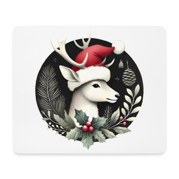 Festlicher Hirsch mit Nikolaushutkranz - Mousepad (Querformat) - Weiß - Vorne