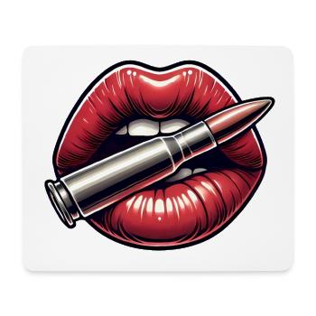 Bold Lips with Bullet Graphic Design - Mouse Pad (horizontal) - white - Front