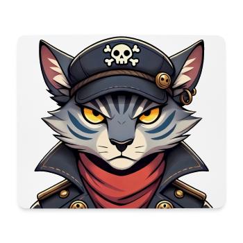 Fierce Pirate Cat in Skull Hoodie - Mouse Pad (horizontal) - white - Front