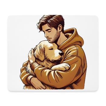Heartfelt Hug Man and Dog Illustration - Mouse Pad (horizontal) - white - Front