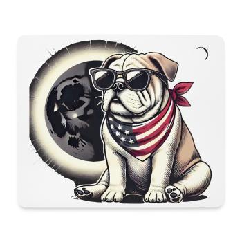Patriotic Bulldog Solar Eclipse - Mouse Pad (horizontal) - white - Front