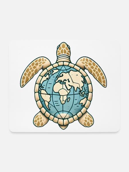 Erde Schildkröte Globus Illustration - Mousepad (Querformat) - Weiß