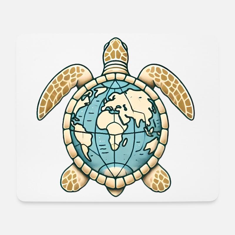Erde Schildkröte Globus Illustration - Mousepad (Querformat) - Weiß