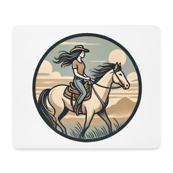 Badge graphique d’équitation vintage - Tapis de souris (format paysage) - blanc - Devant