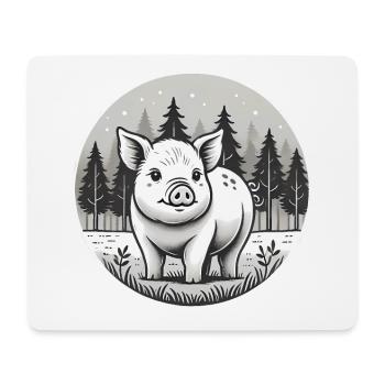 Rustic Pig Illustration in Forest - Mouse Pad (horizontal) - white - Front