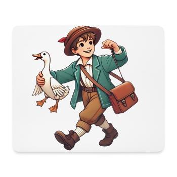 Garçon vintage avec illustration de canard - Tapis de souris (format paysage) - blanc - Devant