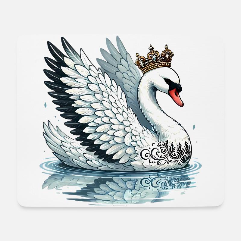 Königlicher Schwan mit Krone Illustration - Mousepad (Querformat) - Weiß