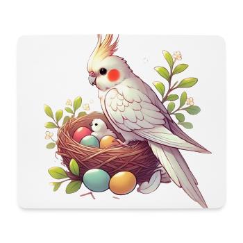 Cockatiel Nest with Eggs Illustration - Mouse Pad (horizontal) - white - Front