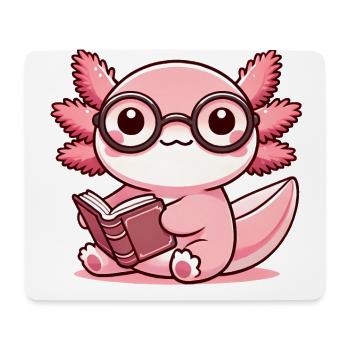 Mignon axolotl avec des lunettes livre de lecture - Tapis de souris (format paysage) - blanc - Devant