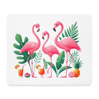 Tropische Flamingos Säfte Illustration - Mousepad (Querformat) - Weiß - Vorne