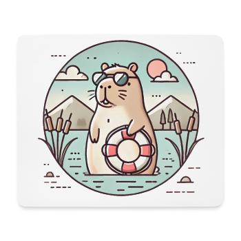Chill Capybara Beach Vibes Design - Mouse Pad (horizontal) - white - Front