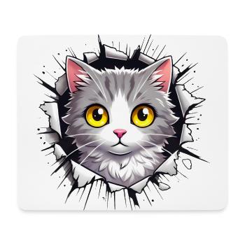 Peeking Cat Through Jagged Hole - Mouse Pad (horizontal) - white - Front
