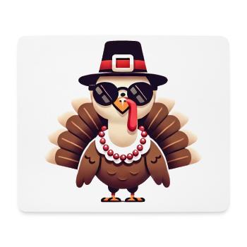 Dinde fraîche de Thanksgiving avec lunettes de soleil - Tapis de souris (format paysage) - blanc - Devant