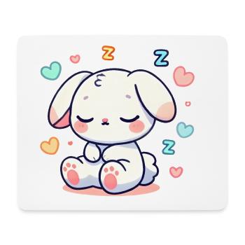 Lapin endormi Illustration pastel - Tapis de souris (format paysage) - blanc - Devant