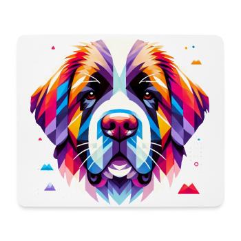 Art géométrique coloré du visage de chien - Tapis de souris (format paysage) - blanc - Devant