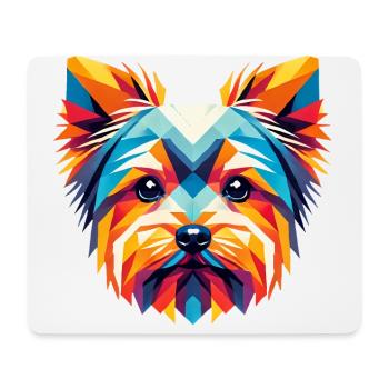 Art coloré du visage géométrique de Yorkie - Tapis de souris (format paysage) - blanc - Devant