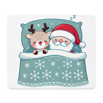 Duo de sommeil douillet renne du Père Noël - Tapis de souris (format paysage) - blanc - Devant