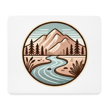 Friedliches Berg-Natur-Abzeichen-Design - Mousepad (Querformat) - Weiß - Vorne