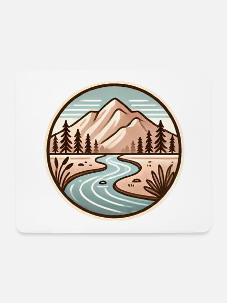 Friedliches Berg-Natur-Abzeichen-Design - Mousepad (Querformat) - Weiß