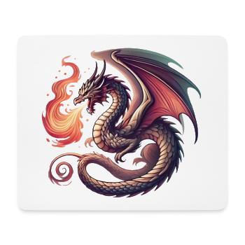 Fierce Dragon Breathing Fire Design - Mouse Pad (horizontal) - white - Front