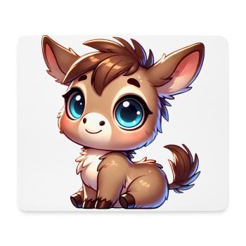 Adorable BigEyed Donkey Cartoon - Mouse Pad (horizontal) - white - Front