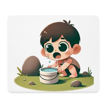 Playful Child Drinking by the Bowl - Mouse Pad (horizontal) - white - Front