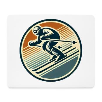 Conception de badge de ski rétro - Tapis de souris (format paysage) - blanc - Devant