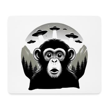 Singe avec OVNI - Tapis de souris (format paysage) - blanc - Devant
