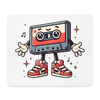 Retro Kassette Charakter Cartoon - Mousepad (Querformat) - Weiß - Vorne
