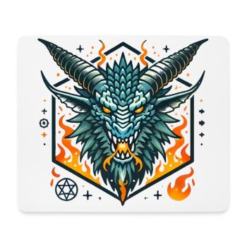 Fierce Flaming Dragon Head Badge - Mouse Pad (horizontal) - white - Front