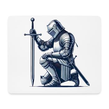 Illustration de chevalier médiéval agenouillé - Tapis de souris (format paysage) - blanc - Devant