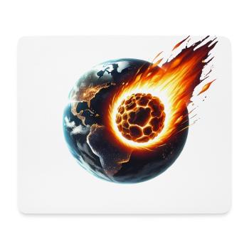 Feuriger Asteroideneinschlag auf der Erde - Mousepad (Querformat) - Weiß - Vorne